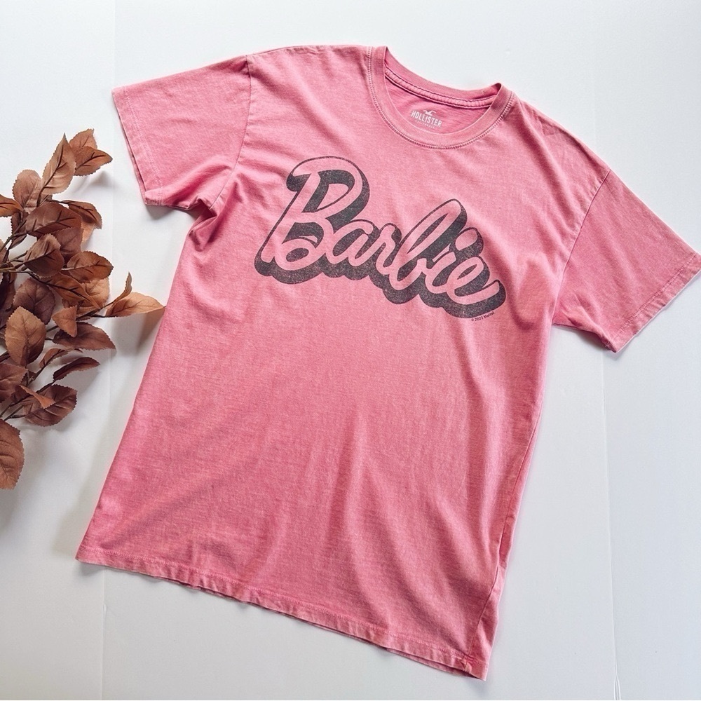 Hollister Oversized Barbie Graphic Cotton T-Shirt Pink